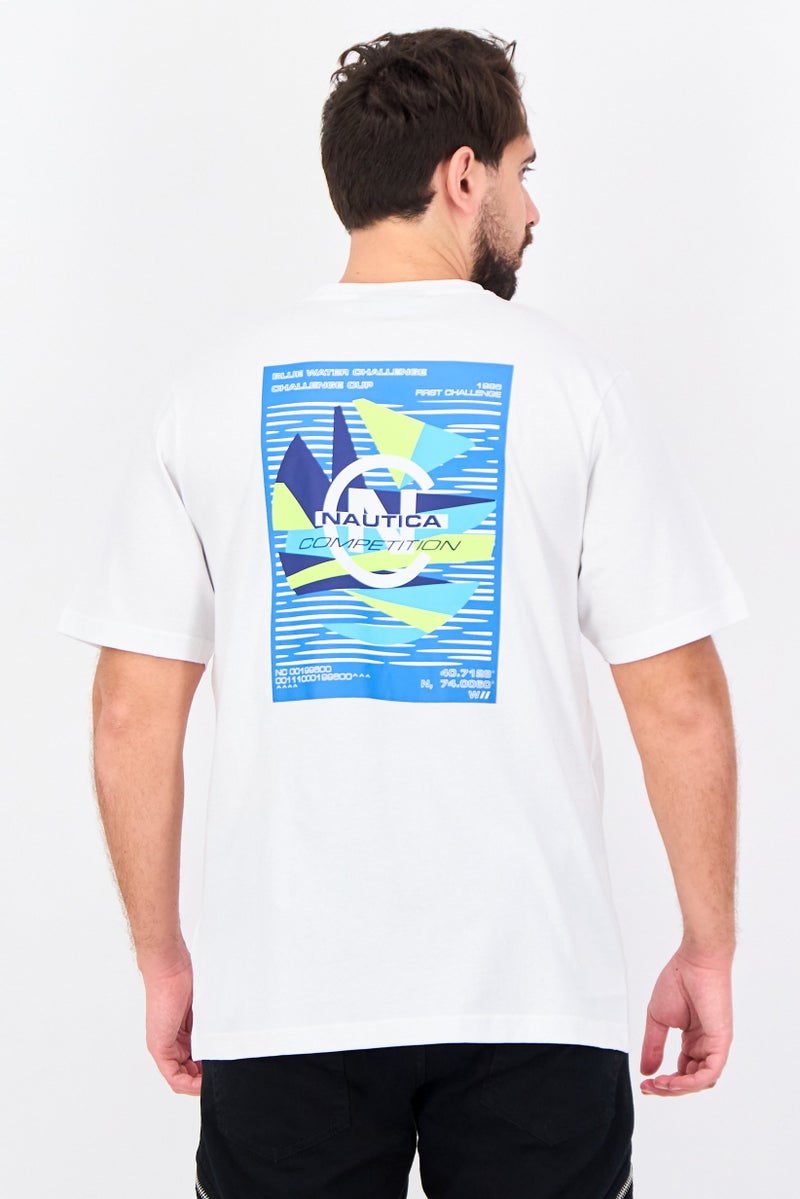 NAUTICA Men Crew Neck Short Sleeve Graphic Print T-Shirt, White - Image 4