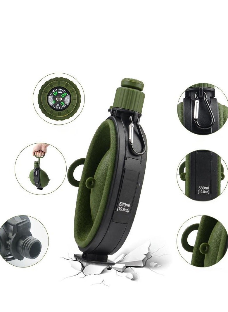 EFUMKE foldable camping travel climbing sports portable telescopic compass water cup silicone water bottle 580ML - Image 2