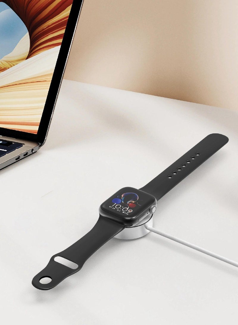 GREEN LION iWatch Charger- USB C to Wireless Charger 5W / 1m Braided Cable / Premium-Quality Wireless Smart Watch Charging Cable - White - Image 2