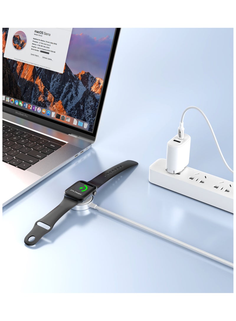 GREEN LION iWatch Charger- USB C to Wireless Charger 5W / 1m Braided Cable / Premium-Quality Wireless Smart Watch Charging Cable - White - Image 3