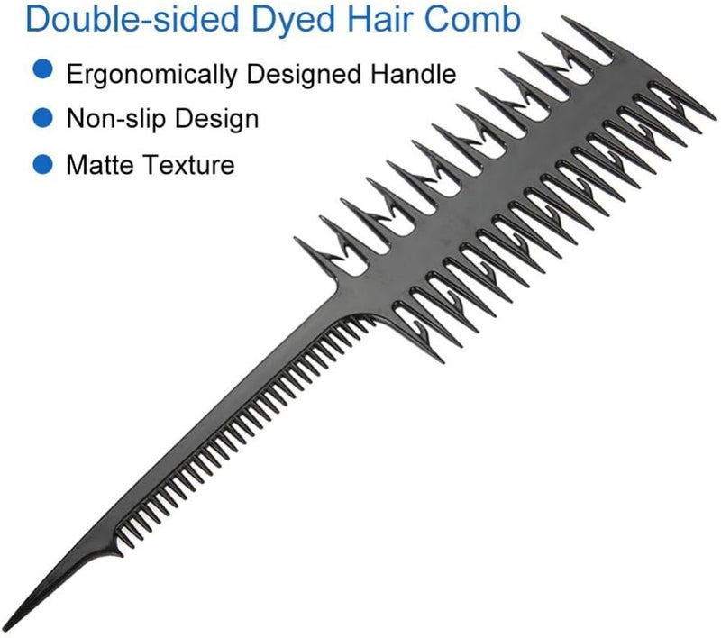 Brrnoo Professional Double-Sided Wide And Fine Teeth, Highlighting Comb, Hair Dyeing Device, Pointed, Needle-Shaped, Piece Strip Dyeing, Hair Braiding Tools For Salon, Household (Black) - Image 1