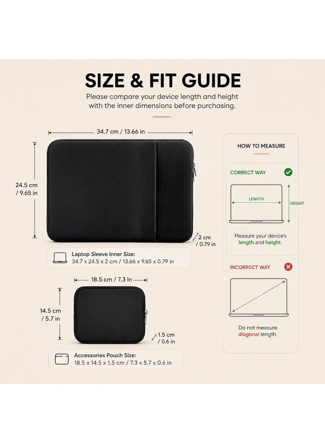 13 Inch Laptop Sleeve Case with Front Pocket & Accessories Pouch, Protective Soft Case Padded Cover Compatible with MacBook Neo A18 13.3" MacBook Air/Pro M1 M2 M3 M4  (Black) - Image 2
