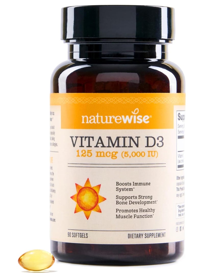 NatureWise Vitamin D3125 mcg 5,000 IU 90 Softgels - Image 1