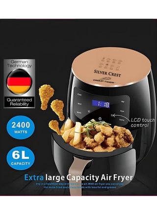 Silvercrest 6L Air Fryer, 8 Preset Programs, Temperature and Time Control, Smart Touch Panel for Hot Air Circulation, Best for Frying and Grilling, (German) 2400W, 220V, Black - pzsku/Z21D1ACE0BBC31674A6FBZ/45/1746365165/77f924f4-5650-484b-b5d6-663b13f91da3