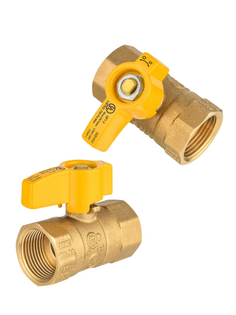 EFIELD Pack of 2 EFIELD 38 FIP x 38 FIP Straight Gas Brass Ball Valve for Gas Connectors with QuarterTurn CSA Approved 2VALVE3522PCS - Image 2