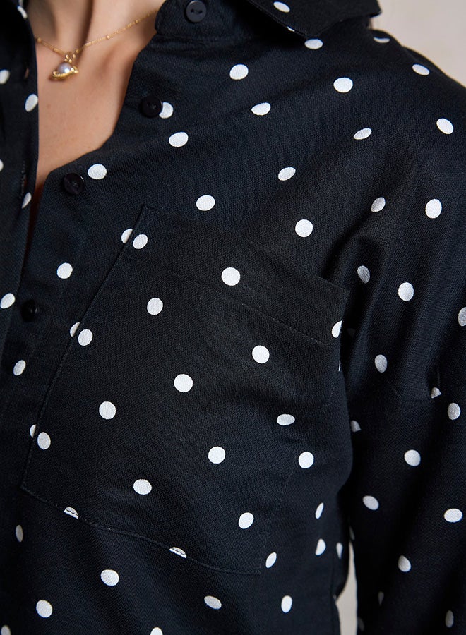 Virgio VIRGIO 100% Cotton Polka Dot Boxy Crop Shirt  - Image 5