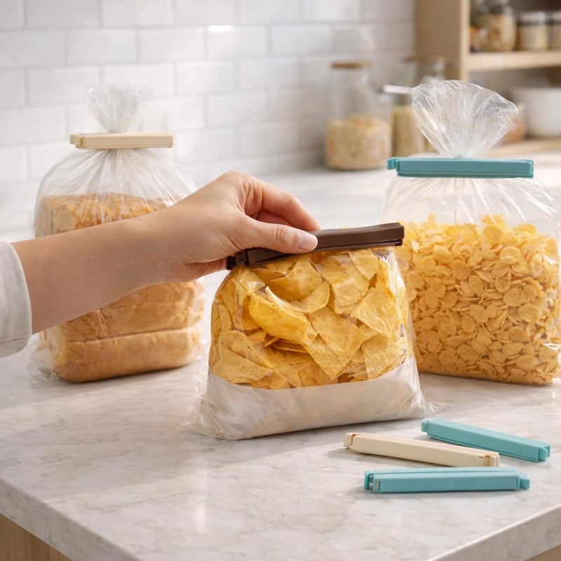 Reusable Food Bag Sealing Clips for Chips, Bread & Snack Bags, Airtight Plastic Kitchen Storage Clips – 9 PCS, 3 Sizes, Multicolor - Image 3