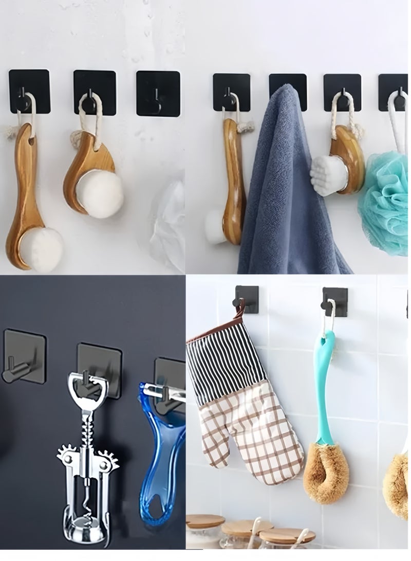 4 Pieces Bathroom hooks, self-adhesive hooks, hangers, kitchen towels, bathroom towel racks, Black