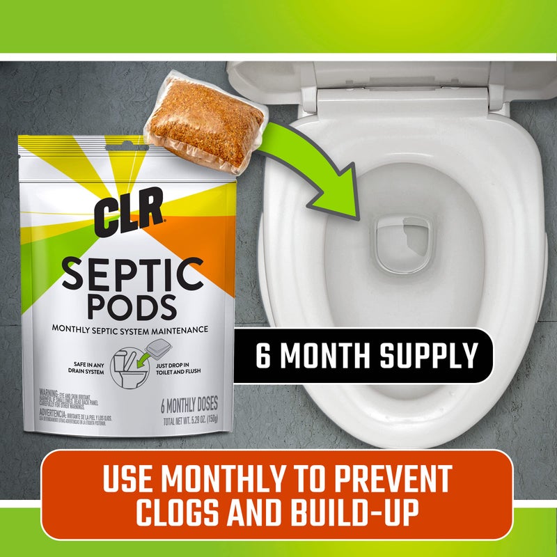 CLR Septic System Treatment Pods, Hassle-Free, Dissolvable and Easy to Flush, Formulated with Biobased Ingredients, Helps prevent Clogs and Build-up, 6 Month Supply - Image 5