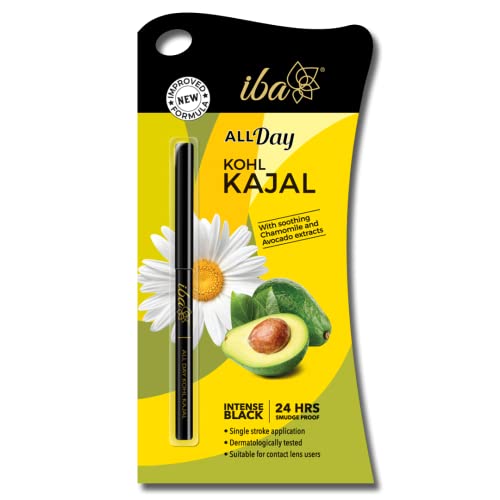 Iba All Day Kohl Kajal Jet Black 0.30g | 24 Hr Long Stay | Smudge Proof & Waterproof Eye Makeup | Enriched with Avocado Extracts & Vitamin E | Halal Certified & Vegan Makeup - Image 1