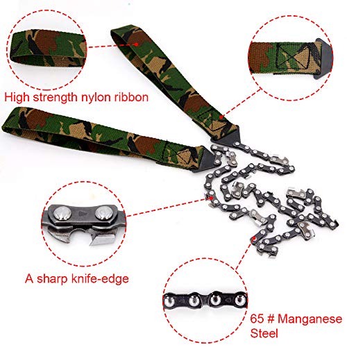 Sudopru 24 Inch Pocket Chainsaw with Handles, Survival Wire Saw for Trees, Camping Hand Chain Saws, Tree Cutting Rope Saw - Image 3