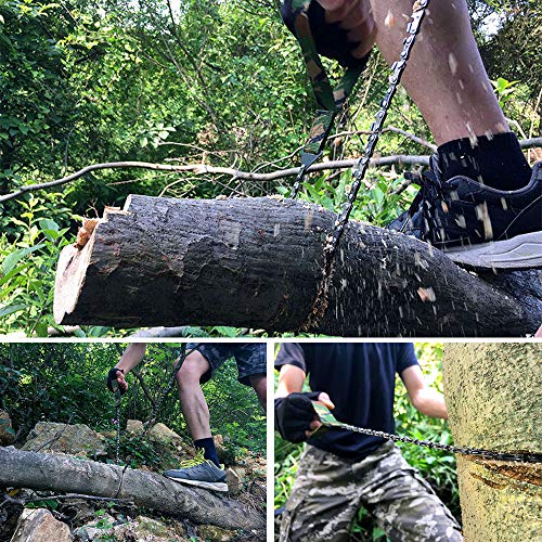 Sudopru 24 Inch Pocket Chainsaw with Handles, Survival Wire Saw for Trees, Camping Hand Chain Saws, Tree Cutting Rope Saw - Image 2