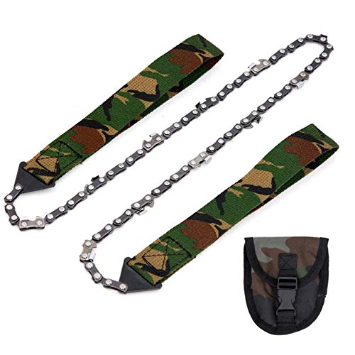 Sudopru 24 Inch Pocket Chainsaw with Handles, Survival Wire Saw for Trees, Camping Hand Chain Saws, Tree Cutting Rope Saw - Image 1