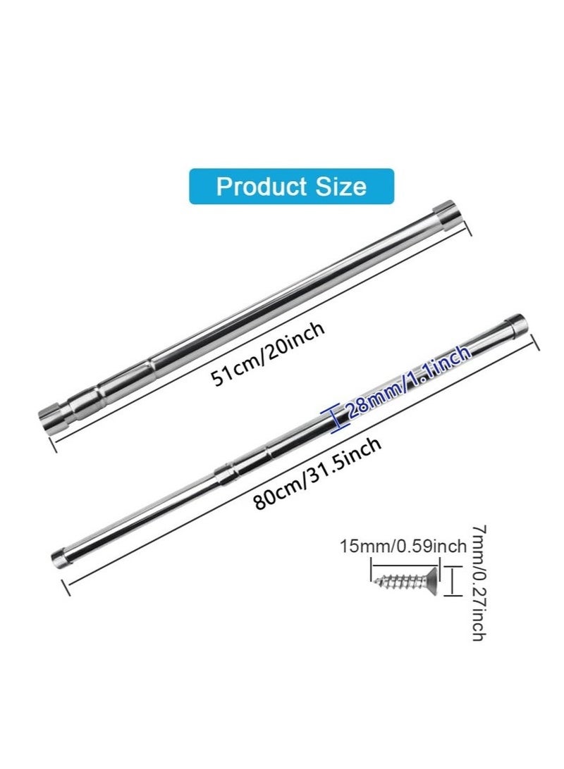 Monda 2pcs Adjustable Telescopic Wardrobe Rod 51–80cm | Heavy-Duty Stainless Steel Closet Hanging Bar | Space-Saving Clothes Rail for Closet Organization & Home Storage - Image 2