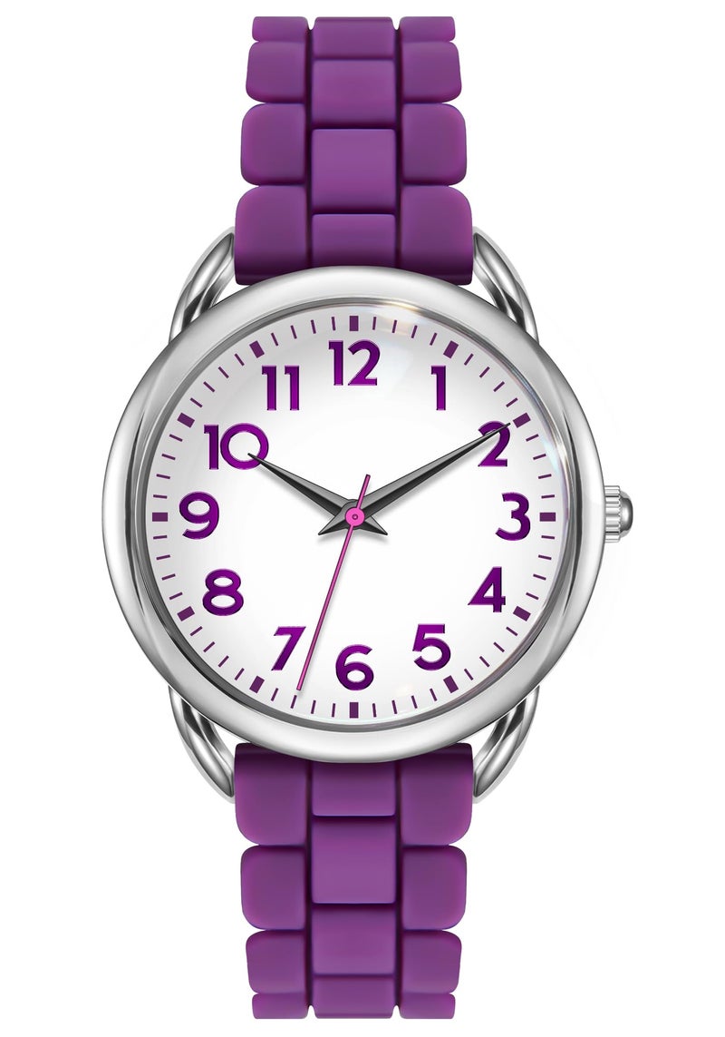 Bisley Women Watch Purple Silicone Strap Arabic Dial Easy to Read Watch - Image 2