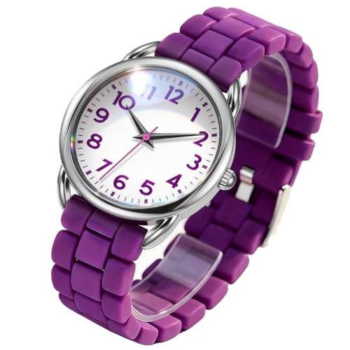Bisley Women Watch Purple Silicone Strap Arabic Dial Easy to Read Watch - Image 3