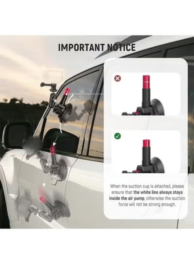 NEEWER Triple Suction Cup Car Mount Kit with 3in1 Extension Pole/Selfie Stick, Quick Release Outside Windshield Magic Arm Camera Mount with Action Camera Adapter Compatible with GoPro Insta360, CA065 black - Image 2