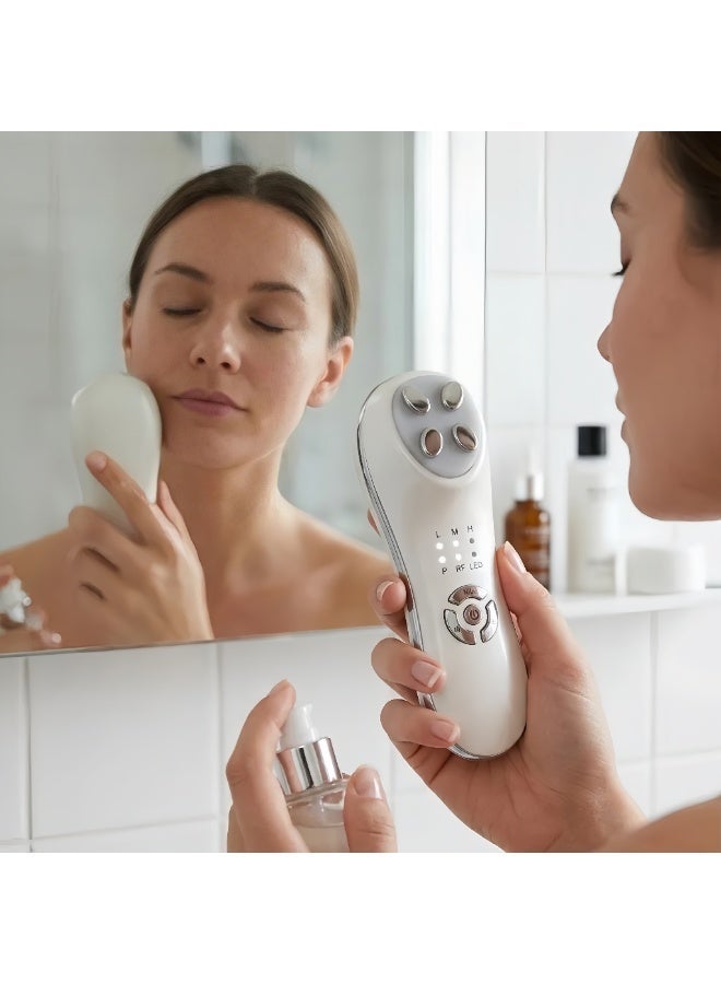 Multifunctional LED Photon Facial Rejuvenation Device (EMS, RF, and Electroporation Deep Infusion) – Suitable for Facial Lifting and Anti-Aging Around the Eyes (White, Essential Home-Use Model) - Image 5