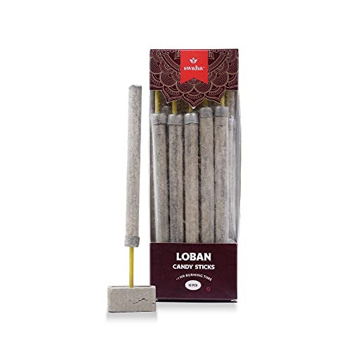 Swaha Candy Loban Stick (Set of 10), Long Lasting Earthy Fragrance Incense Sticks - Pack of 1 - Image 1