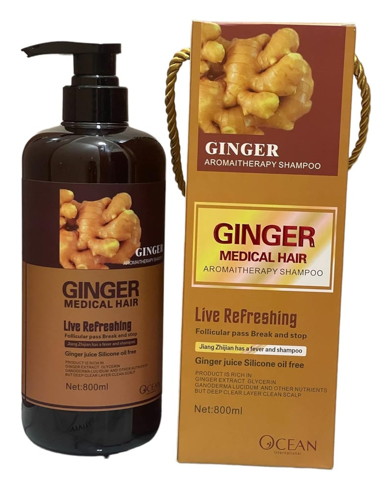 Generic GINGER MEDICAL HAIR SHAMPOO, Promotes Hair Strength & Thickness with increased volume & reducing breakage (800 ML) WITH HERBAL INGREDIENTS (Shampoo), 27.0 Fl Oz, 1 