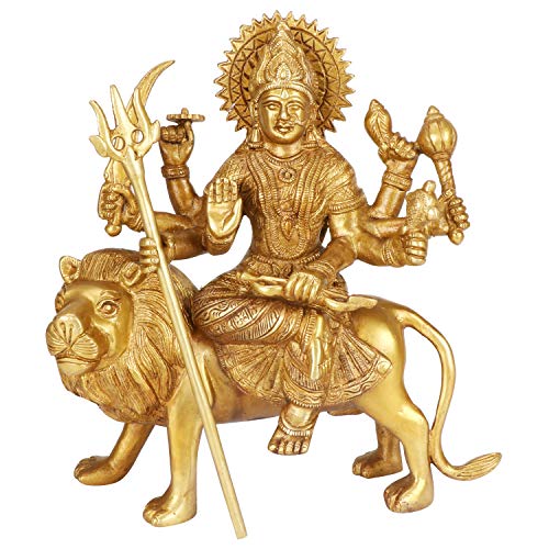 ARTVARKO Goddess Vaishno Devi | Maa Durga Murti for Puja Statue Brass Sculpture Art Indian Decor Puja Idol 9.5 Inches - Image 2