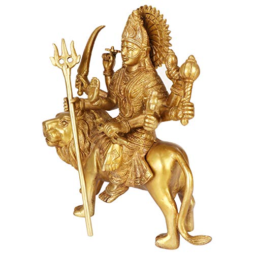 ARTVARKO Goddess Vaishno Devi | Maa Durga Murti for Puja Statue Brass Sculpture Art Indian Decor Puja Idol 9.5 Inches - Image 4