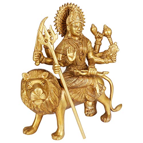 ARTVARKO Goddess Vaishno Devi | Maa Durga Murti for Puja Statue Brass Sculpture Art Indian Decor Puja Idol 9.5 Inches - Image 3