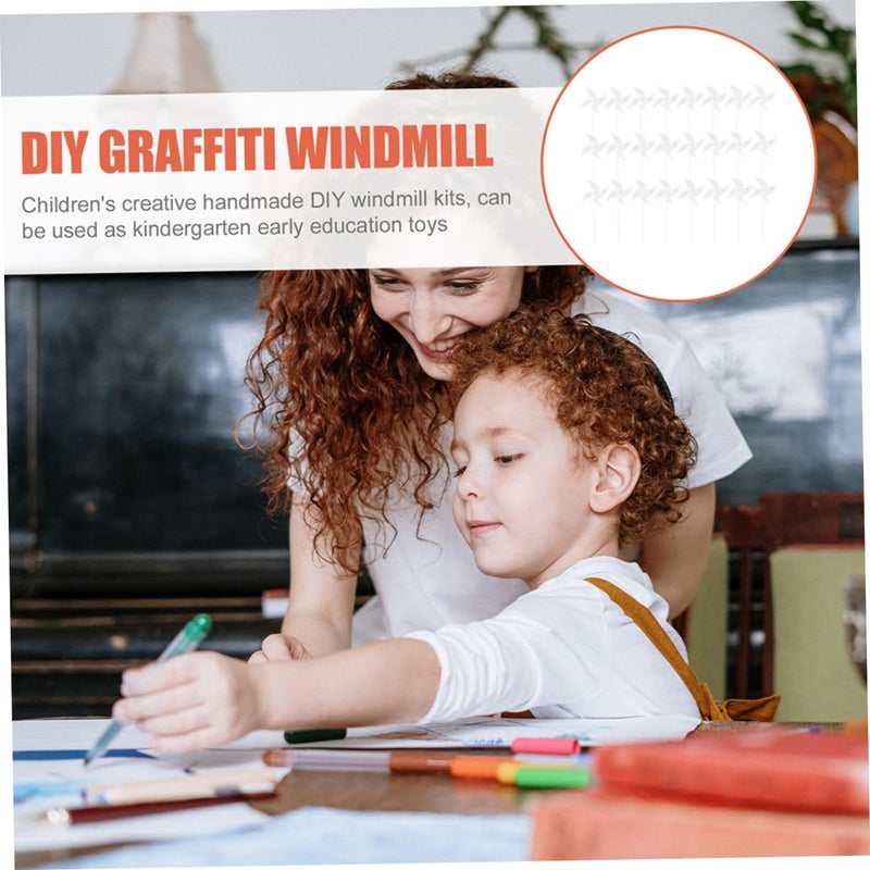 36Pcs DIY Blank Paper Pinwheels Unfinished for Painting Drawing Classroom Activities Family Fun - Image 3
