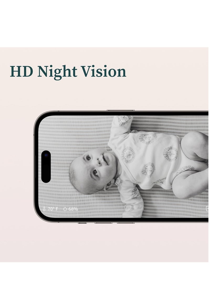 أوليت جهاز مراقبة الأطفال الذكي Owlet® Dream Duo: كاميرا Dream Sock® Plus Owlet المعتمدة من إدارة الغذاء والدواء الأمريكية - يتتبع معدل النبض والأكسجين ويُنبه أثناء مشاهدة الطفل في فيديو عالي الدقة 1080 بكسل بتقنية WiFi - Image 4