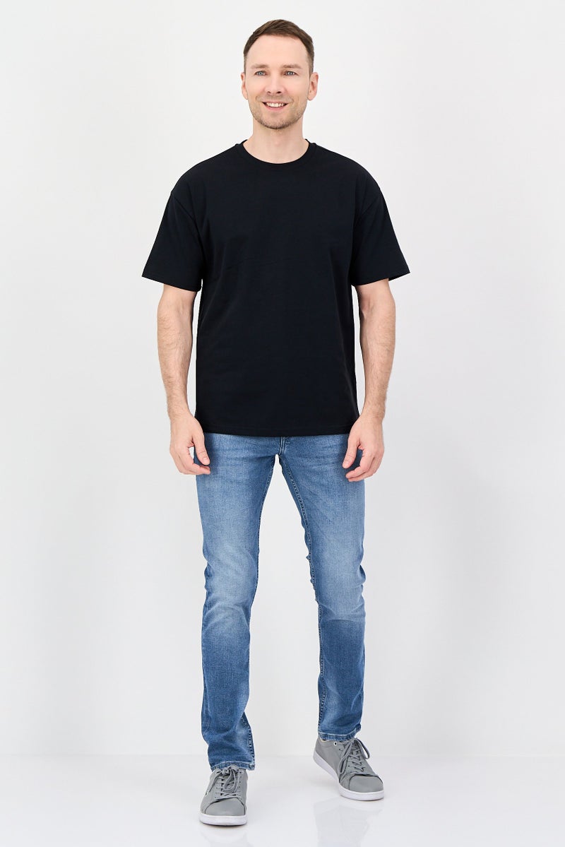 Fudo Men Crew Neck Short Sleeve Graphic Print T-Shirt, Black - Image 4