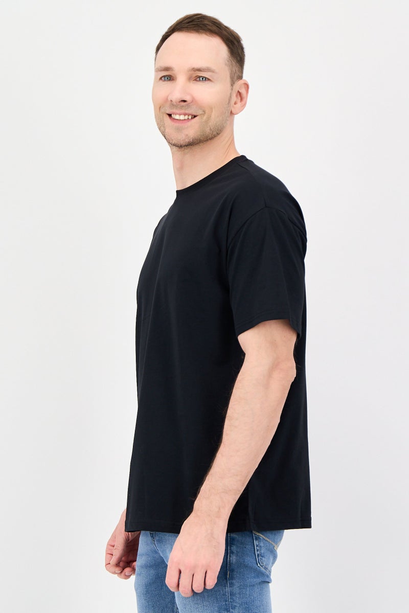 Fudo Men Crew Neck Short Sleeve Graphic Print T-Shirt, Black - Image 3