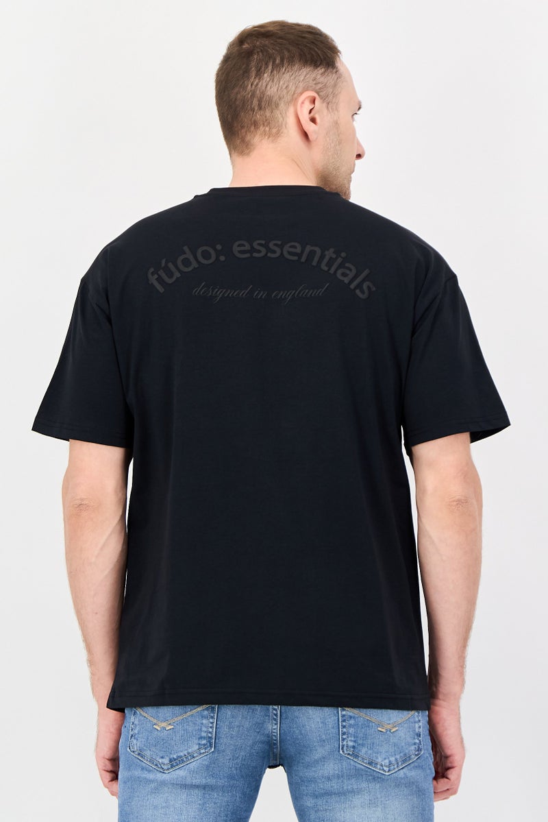 Fudo Men Crew Neck Short Sleeve Graphic Print T-Shirt, Black - Image 2