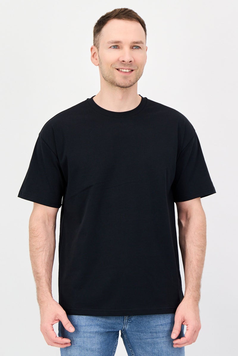 Fudo Men Crew Neck Short Sleeve Graphic Print T-Shirt, Black - Image 1