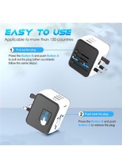 TIKNIA Universal Travel Adapter, International Plug Adapter Fast 2,4A 4-USB European Power Plug, AC Wall Charger – Worldwide Outlet for Europe US USA UK EU AUS, White  - Image 5