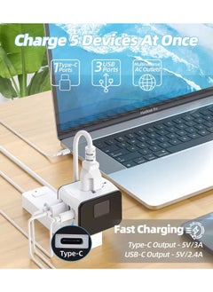 TIKNIA Universal Travel Adapter, International Plug Adapter Fast 2,4A 4-USB European Power Plug, AC Wall Charger – Worldwide Outlet for Europe US USA UK EU AUS, White  - Image 2