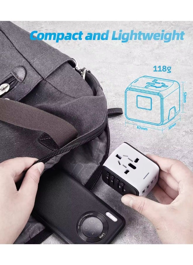 TIKNIA - Universal Travel Adapter, International Plug Adapter Fast 2,4A 4-USB European Power Plug, AC Wall Charger – Worldwide Outlet for Europe US USA UK EU AUS, White - Image 1