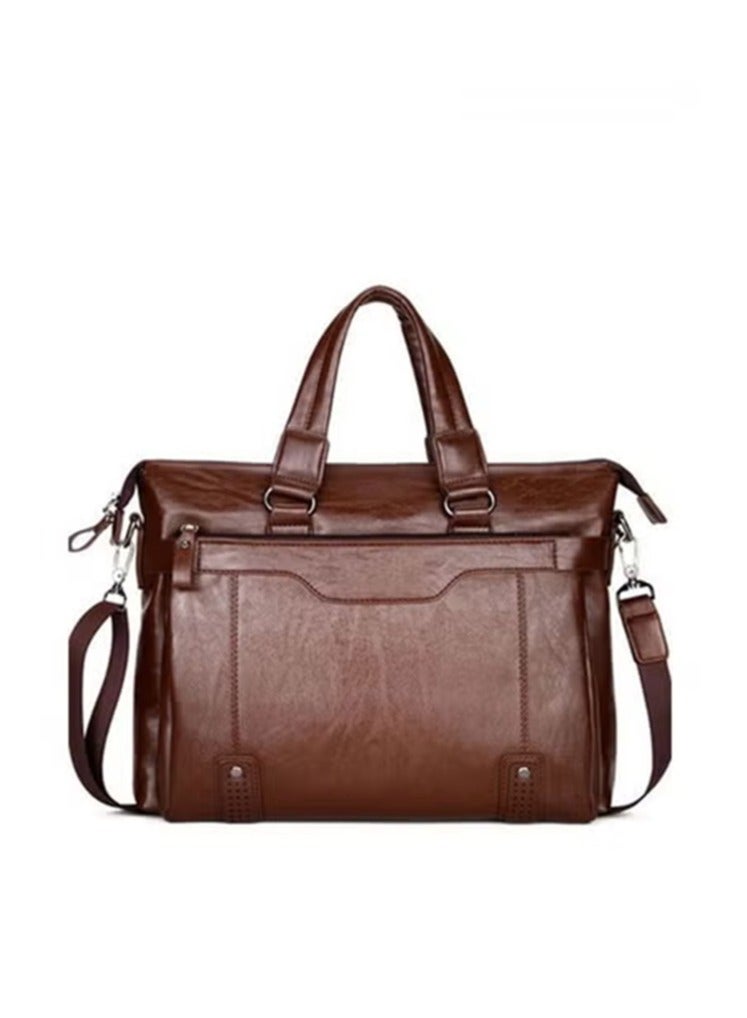 Men's 15.6 Inch Laptop Bag Business Leather Briefcase Messenger Bag Office Bag Travel Bag - Image 1