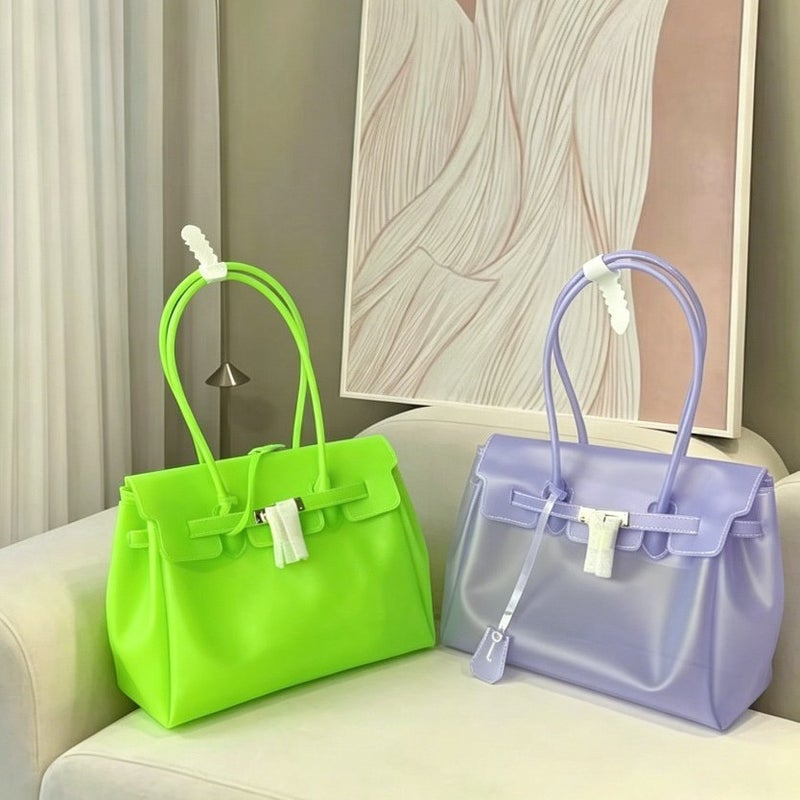 Clear TPU Jelly Tote Bag with Studs - Image 4