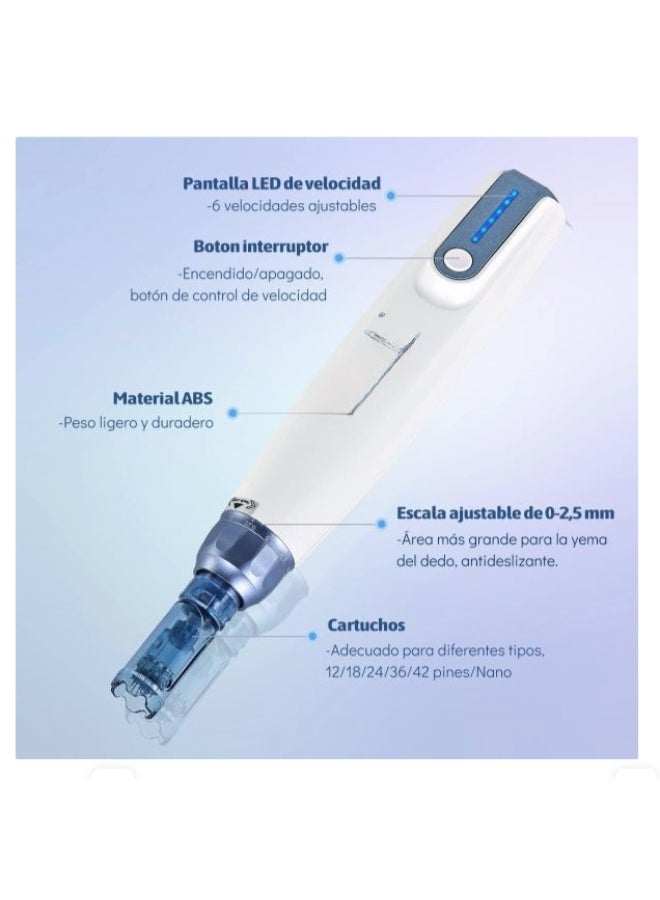 Professional Derma Pen (Dr Pen A9) – Electric device for facial and body rejuvenation, adjustable needle depth up to 2.5 mm, 6 speeds, rechargeable - Image 5