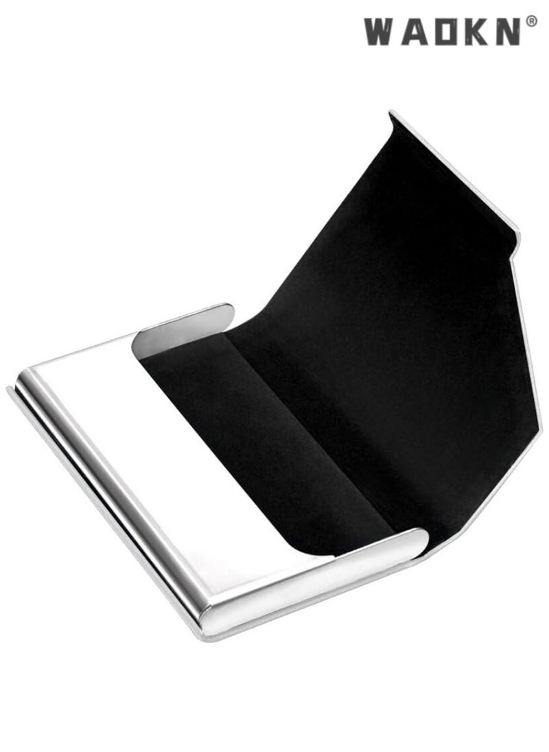 WAOKN Business Name Card Holder Luxury Leather & Stainless Steel Multi Card Case,Business Name Card Holder Wallet Credit Card ID Case/Holder for Men & Women - Keep Your Business Cards Clean（White）  - Image 5