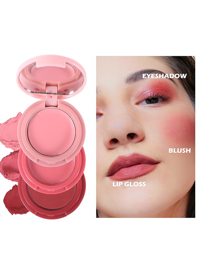HelloKiss Tint Trio Wonder-3 In 1 Blush+Lip，Color palette, multi-colored blush paste lip paste Strawberry plate  - Image 1