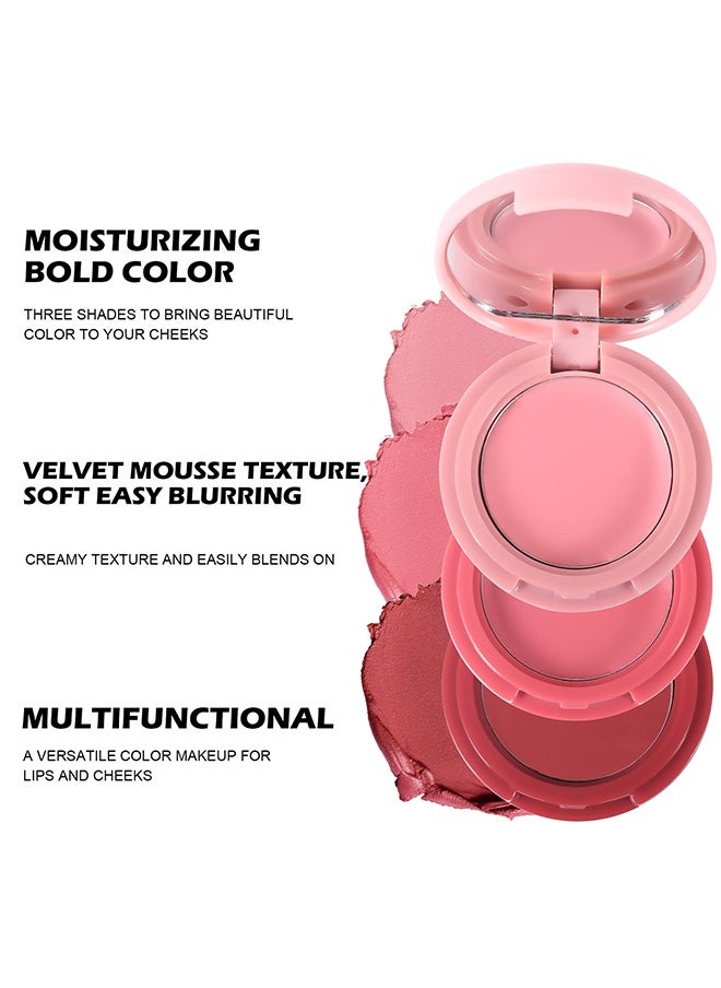 HelloKiss Tint Trio Wonder-3 In 1 Blush+Lip，Color palette, multi-colored blush paste lip paste Strawberry plate  - Image 3