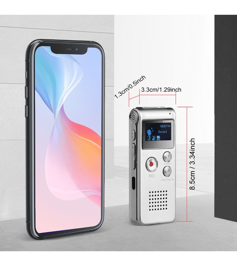 مسجل صوت رقمي سيلفري بسعة 8 جيجابايت مع مشغل MP3، بطارية ليثيوم بوليمر قابلة للشحن، 6 أوضاع تسجيل، سعة تسجيل صوتي تصل إلى 650 ساعة، تشغيل بالصوت. - Image 2