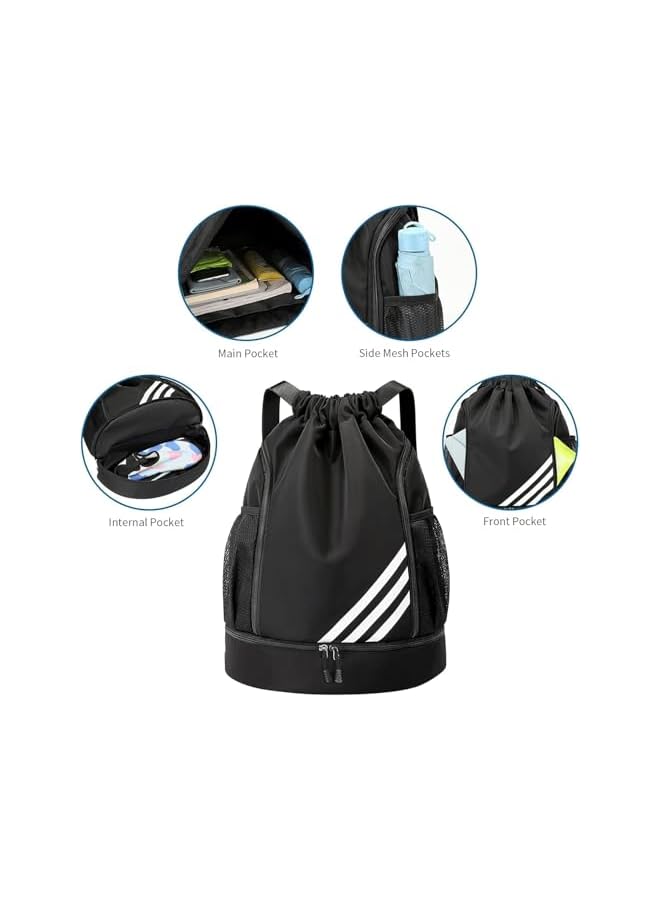 S-TOP Xspring Drawstring Backpack, Fashionable String Bag with Multiple Compartments, Comfortable Shoulder Straps for School, Travel and Daily Use - Image 4