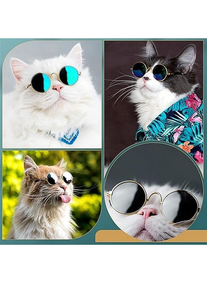 Generic - Pet Sunglasses Classic Style Round Shape Reflection Eye Wear Uv Protection Goggles Sunglasses Ideal For Cat And Dogs - Gold And Black (Pack Of 1) - Image 1