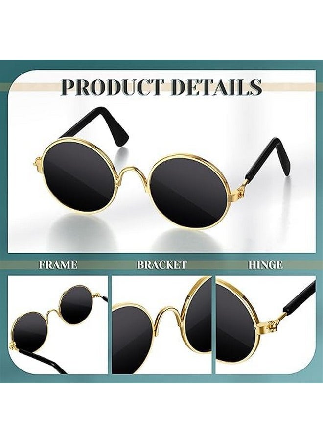 Generic - Pet Sunglasses Classic Style Round Shape Reflection Eye Wear Uv Protection Goggles Sunglasses Ideal For Cat And Dogs - Gold And Black (Pack Of 1) - Image 1