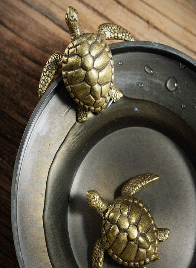 DMtse Brass Mini Longevity Sea Turtle Statue Figurines Sculpture Ornaments Collectibles of Good Health Good Lucky Long Life Mascot Lucky Gift - Image 4