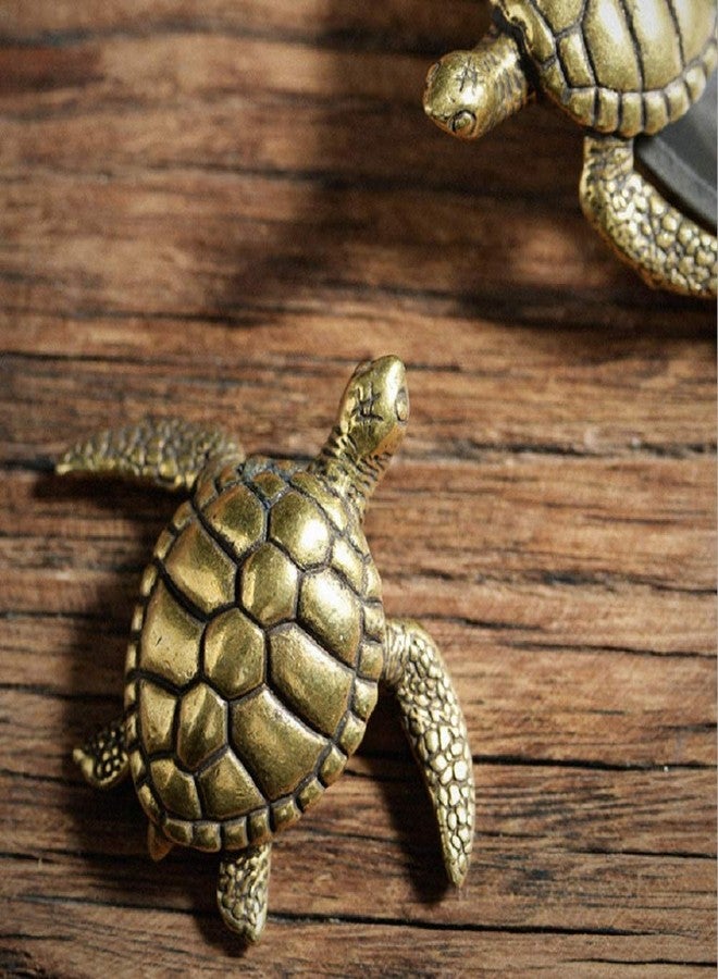 DMtse Brass Mini Longevity Sea Turtle Statue Figurines Sculpture Ornaments Collectibles of Good Health Good Lucky Long Life Mascot Lucky Gift - Image 5