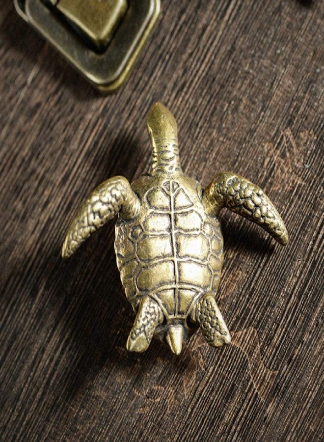 DMtse Brass Mini Longevity Sea Turtle Statue Figurines Sculpture Ornaments Collectibles of Good Health Good Lucky Long Life Mascot Lucky Gift - Image 3
