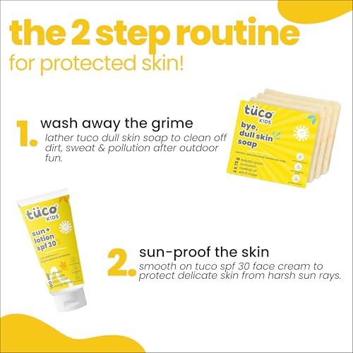 TuCo SPF 30 All Skin Kids Dull Skin Soap (75 gm x 3) & Sunscreen Lotion (100 ml) | Safe For Kids | Ages 2-5, 5-10, 10-15 | Paraben & Sulfate Free | Pack of 4 - Image 2